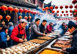 Chinesische Street Food Spezialitäten: Von Brötchen bis zu Spieß.