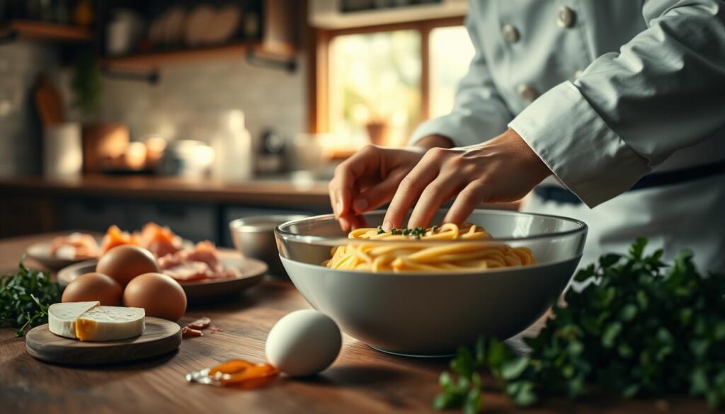 Carbonara Soße zubereiten