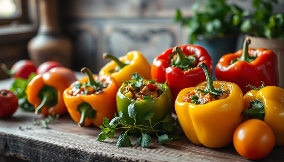 Vegetarische Gefüllte Paprika - Einfaches Rezept