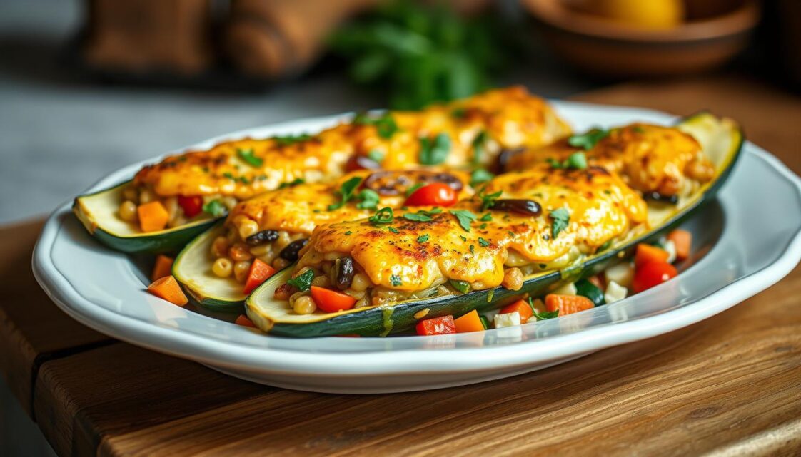 Rezept: Gefüllte Zucchini vegetarisch &amp; Lecker