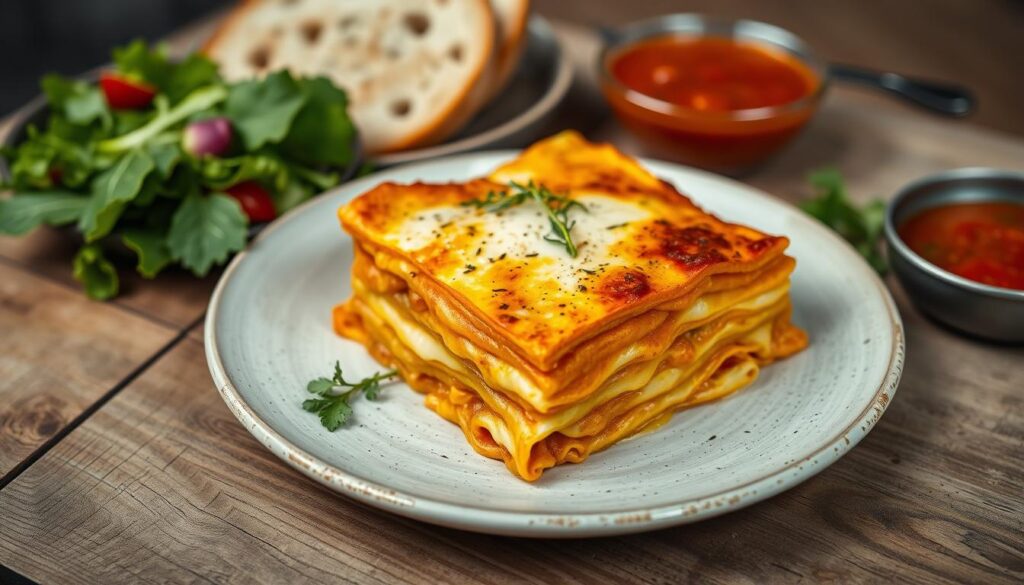 Kürbis Lasagne mit Beilagen