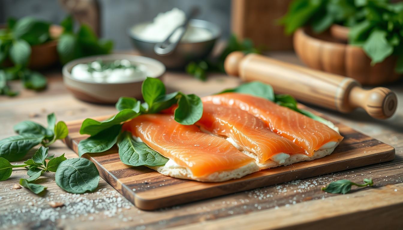 lachs spinat rolle mit rahmspinat