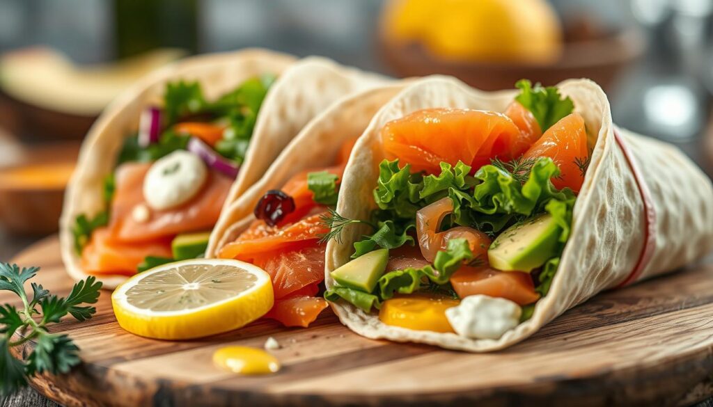 Lachs Wrap Füllung mit Saucen