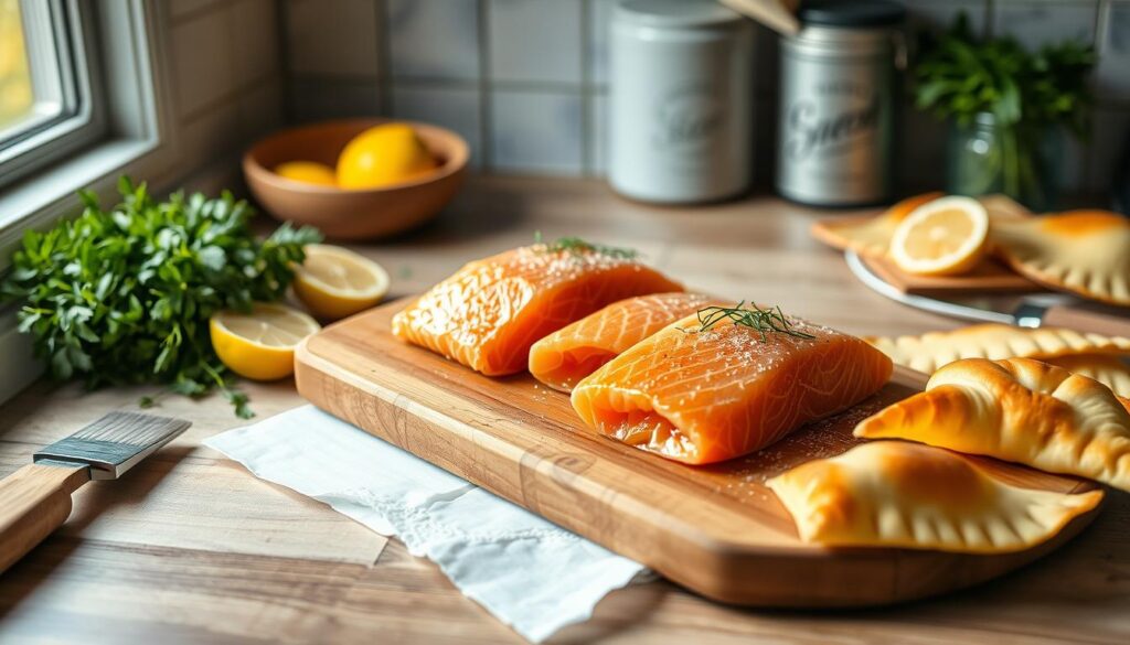 Lachs im Blätterteig Vorbereitung