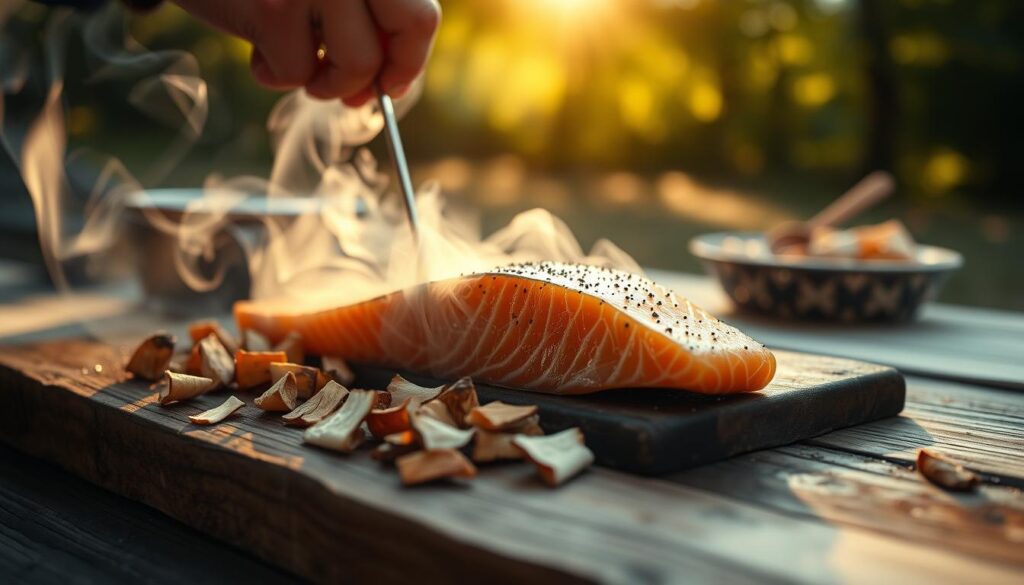 Lachs räuchern mit Buchenholz