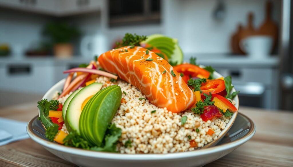 Proteinreiche Gerichte Lachs Bowl