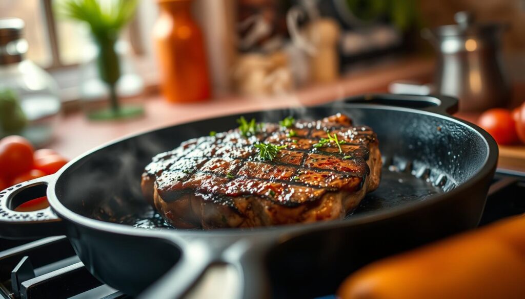 Steak komplett in Pfanne braten