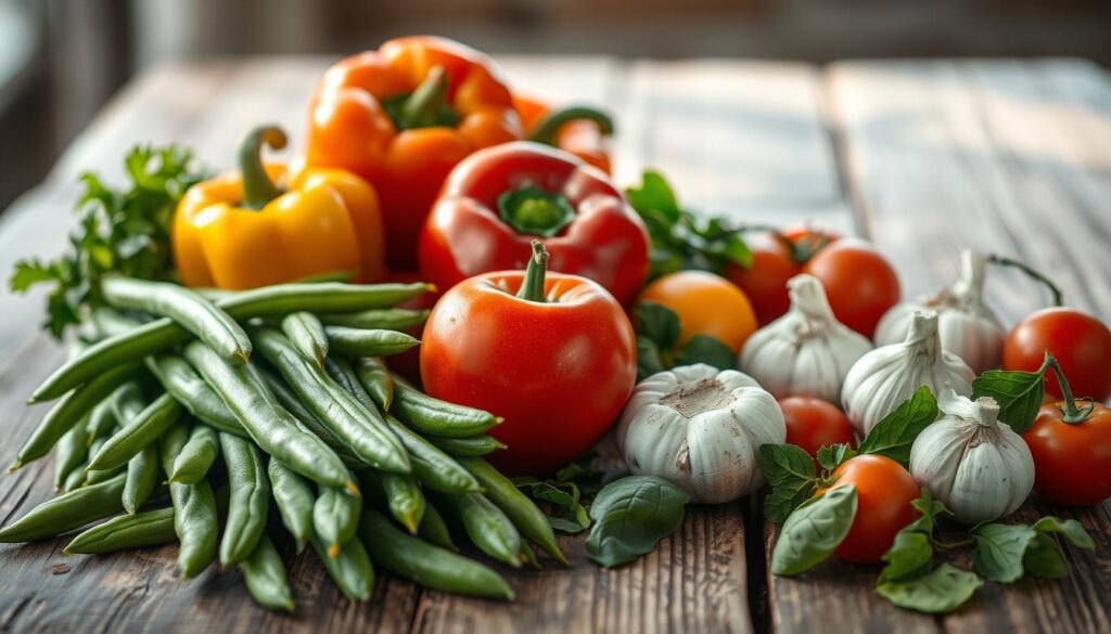 Zutaten für vegetarisches Dicke-Bohnen-Rezept