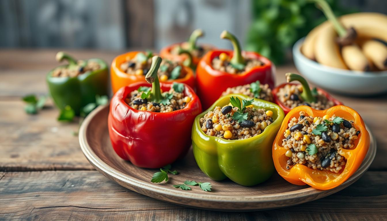 Vegetarische Gefüllte Paprika - Einfaches Rezept